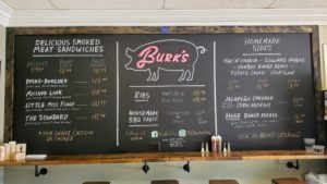 Burk's Barbeque Menu